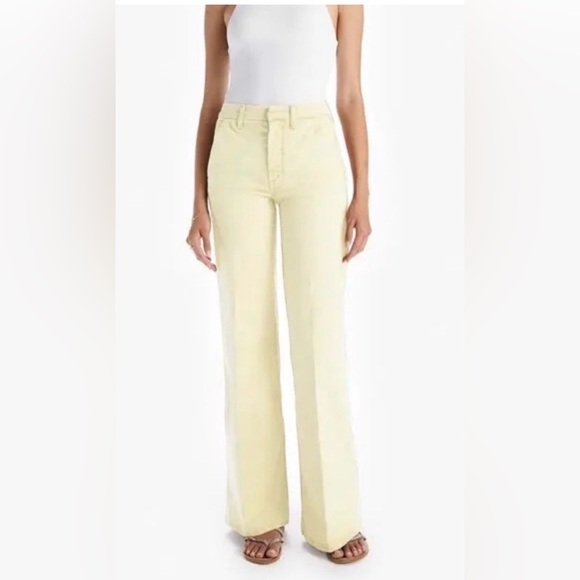 MOTHER Denim - MOTHER  “The Roller Prep” Wide Leg Pants in butter yellow color “Killing Time”